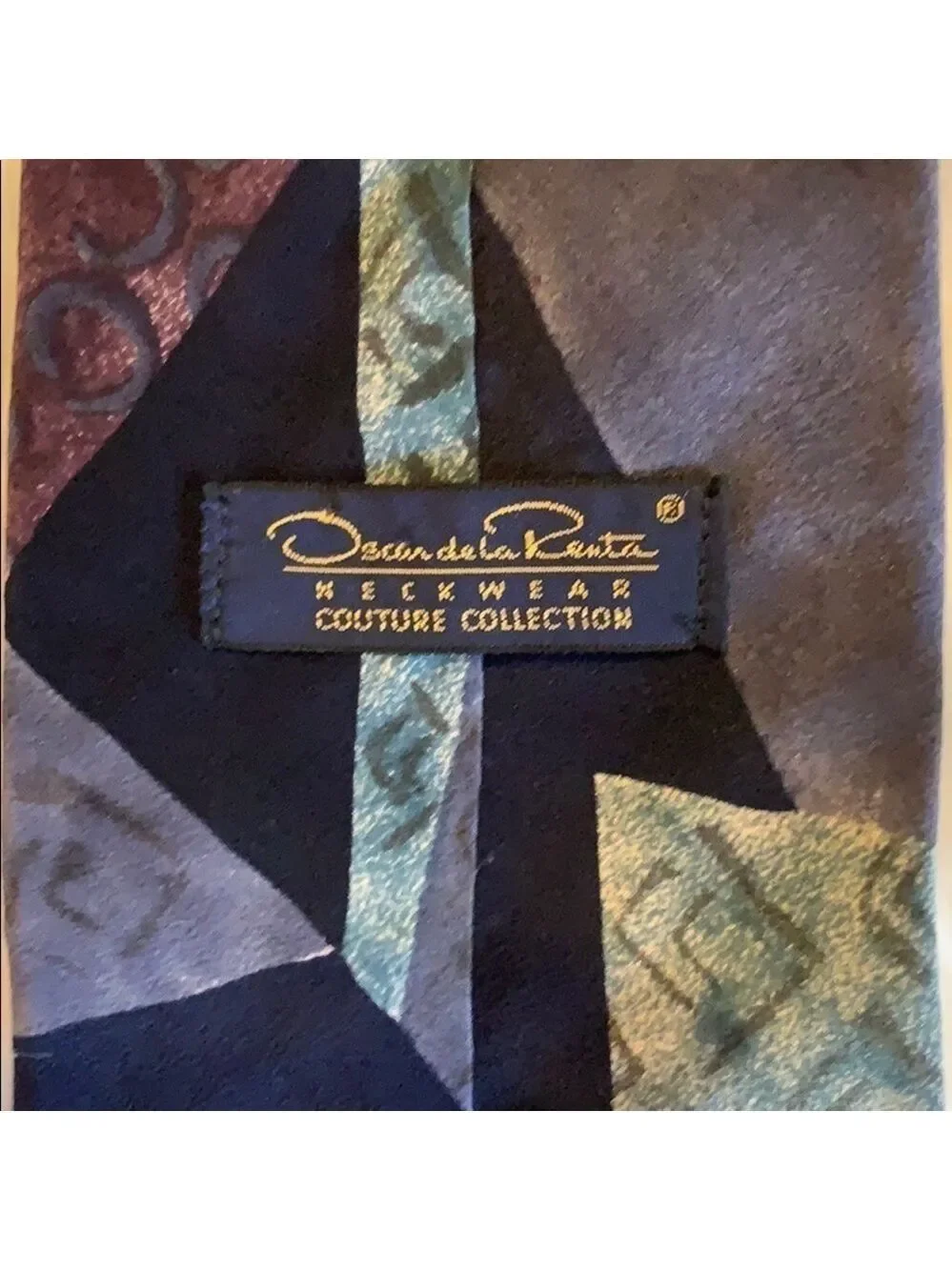 Oscar de la Renta abstract print silk necktie